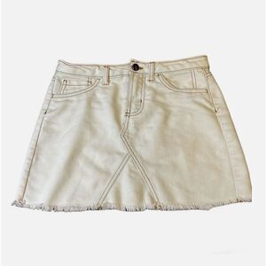 Tractr cream girls frayed hem denim miniskirt | size 12